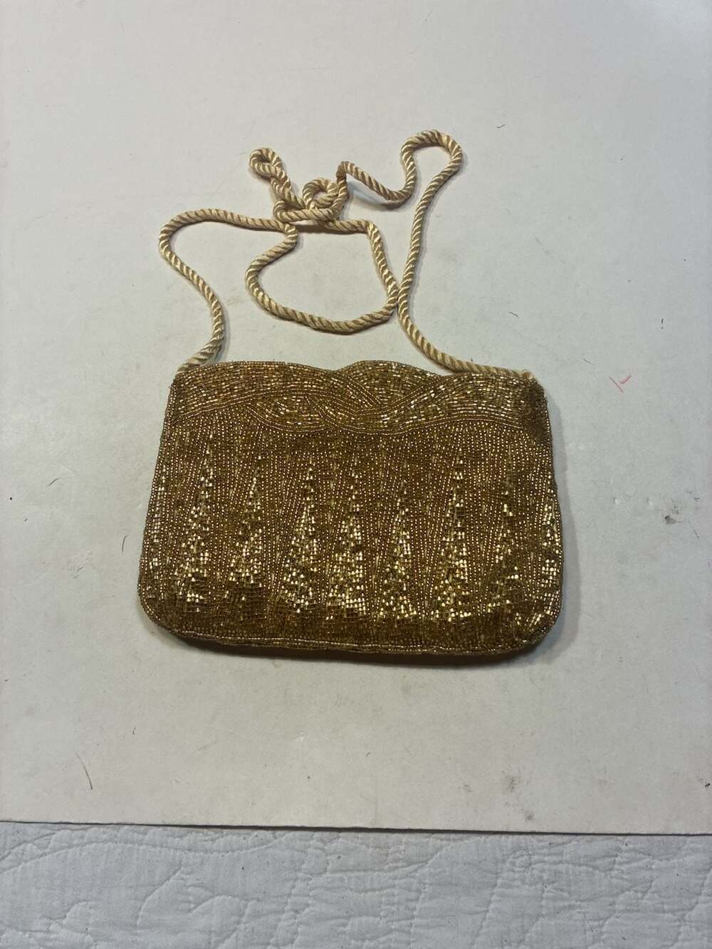 Andre Cellini Vintage Gold Beaded Evening Bag Crossbody Purse